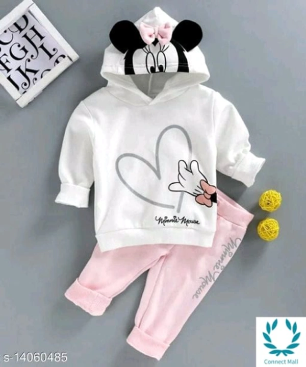 Tinkle Classy Girls Top & Bottom Sets - 12-18 Months, White/Baby Pink, Top And Bottom Fabric: Hosiery Cotton, Multipack:1